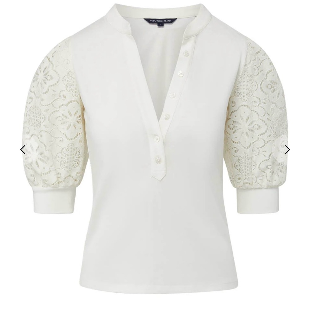 Veronica Beard Coralee top with lace sleeves. Brand new with tags. Never worn.